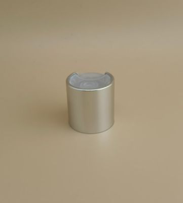 نقره ای آلومینیوم پلاستیکی گرد کلاه صاف با دکمه شفاف برای بطری های مراقبت از پوست